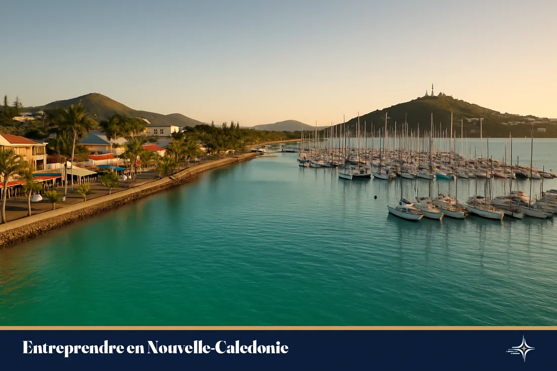 La baie de Noumea au coucher du soleil