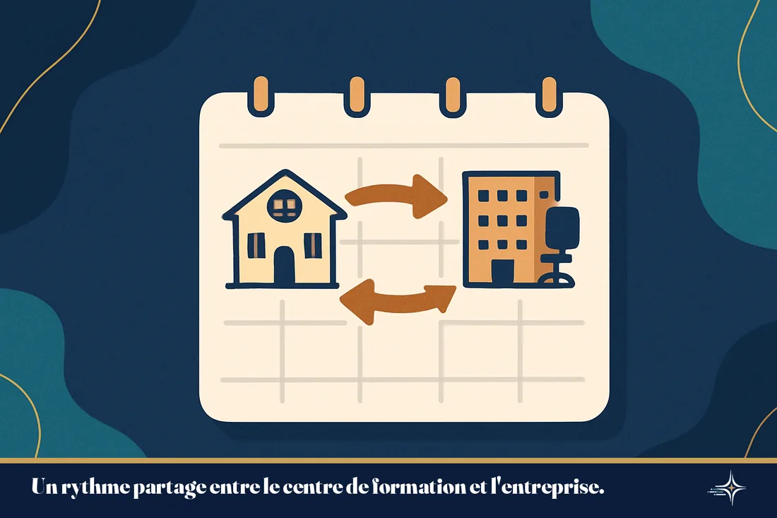 Schema illustrant l'alternance entre le centre de formation et l'entreprise