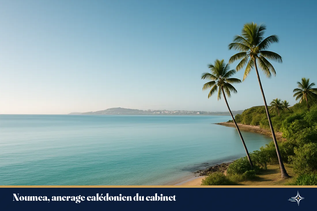 Baie de Noumea et lagon turquoise de Nouvelle-Caledonie sous une lumiere douce
