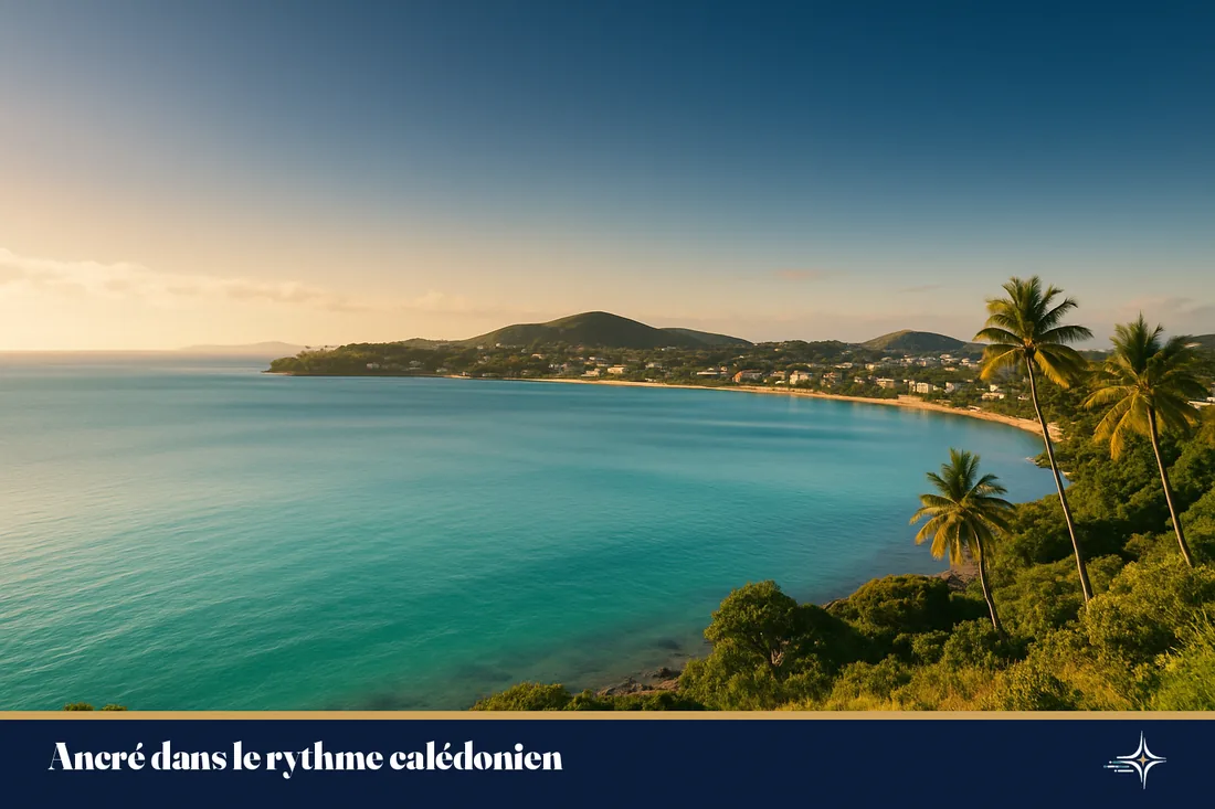 Vue paisible de la baie de Nouméa et de son lagon turquoise sous une lumière douce du Pacifique