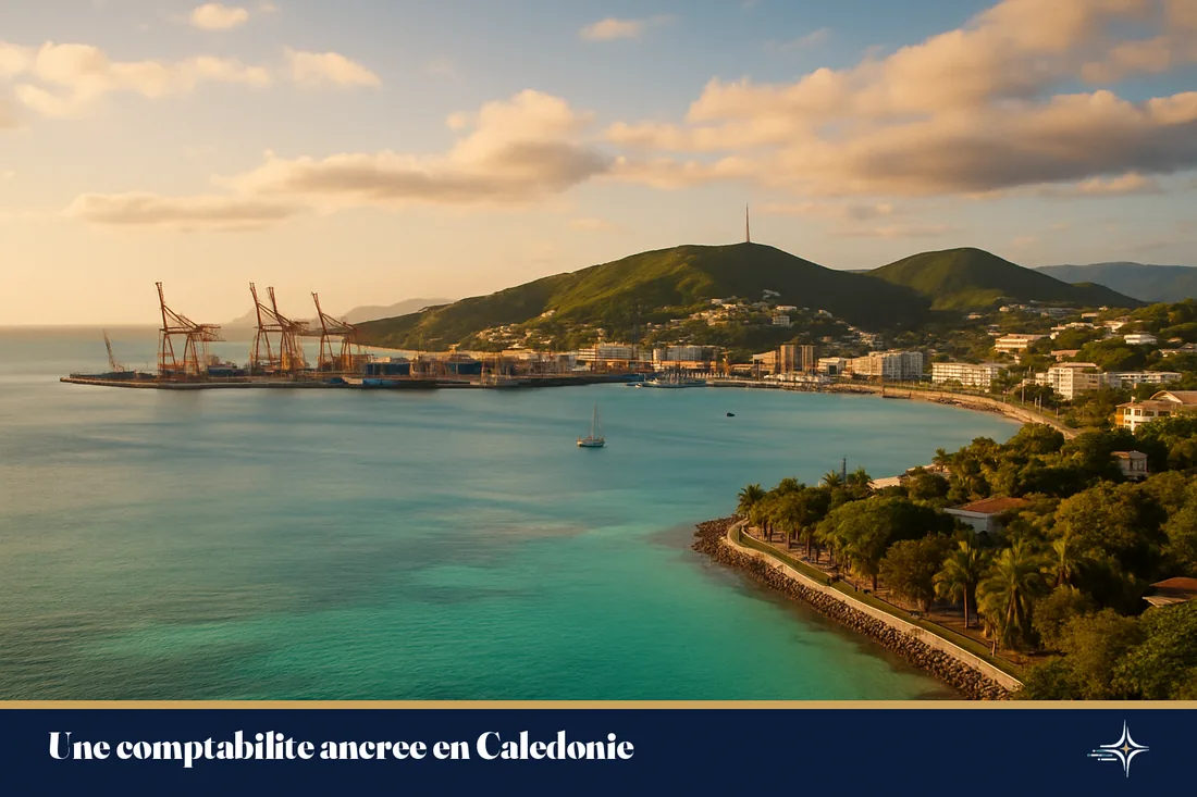 Le front de mer et le lagon de Noumea au coucher du soleil