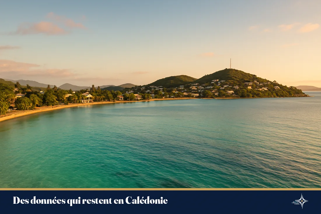 Le lagon de Nouméa à la lumière dorée du soir