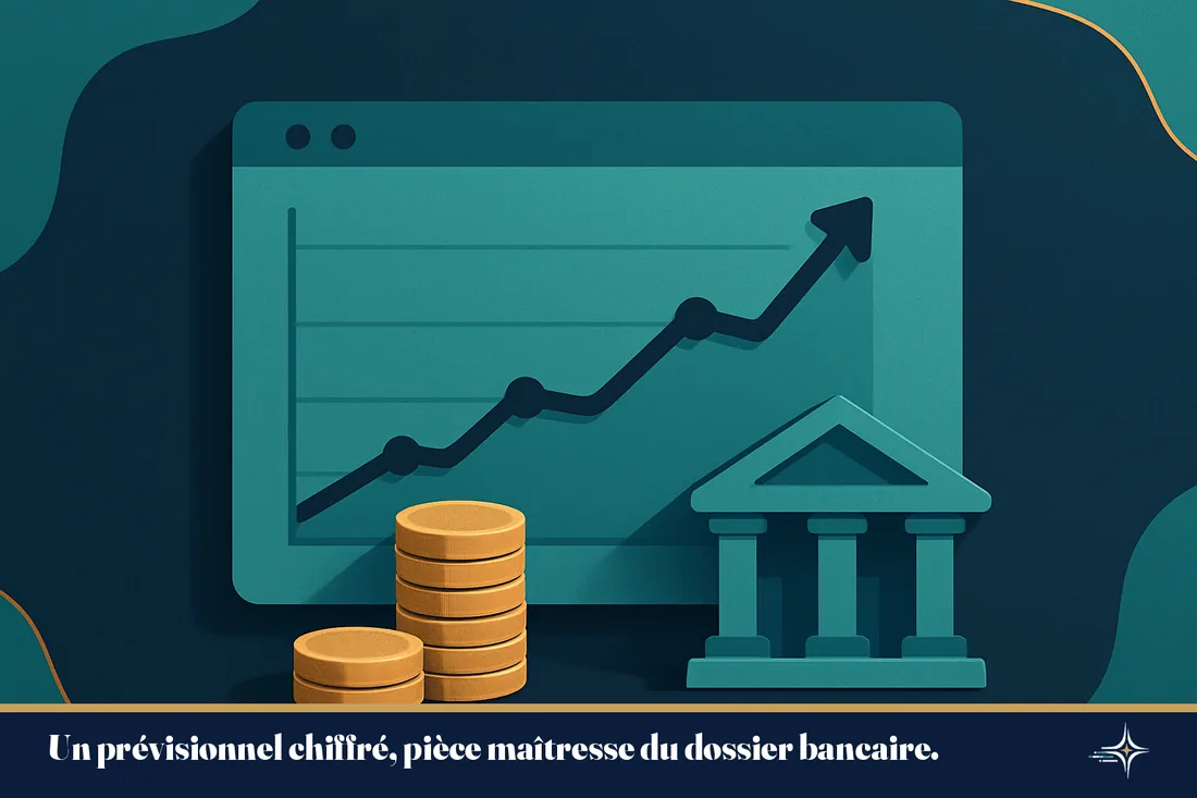 Illustration d'un prévisionnel financier préparé pour la banque