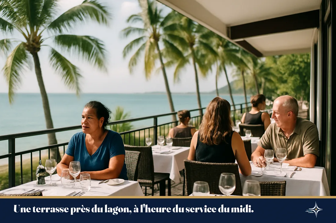 Terrasse d'un restaurant à Nouméa au bord du lagon