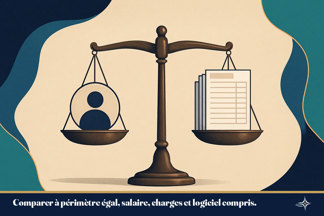 Balance comparant un poste interne et l'externalisation de la paie